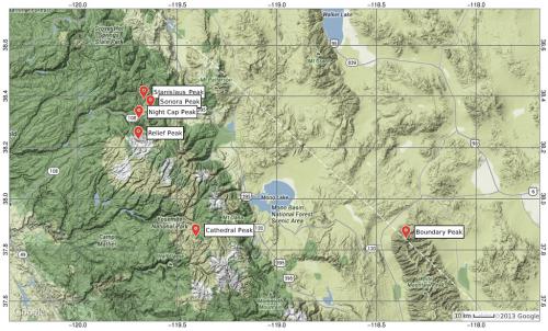 Yosemite High Sierra Camps Trip Map 2010