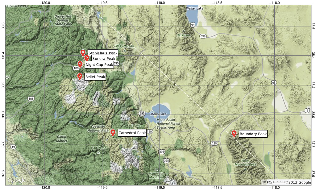 2007 Sierra Peaks Map 