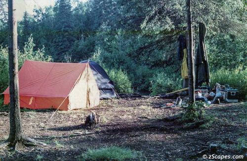 Our campsite with primitive equipment