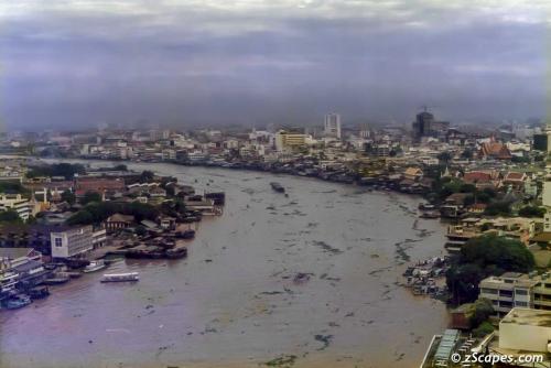 Bangkok skyline & Chao Phraya River 